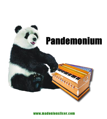 Panda playing a harmonium
